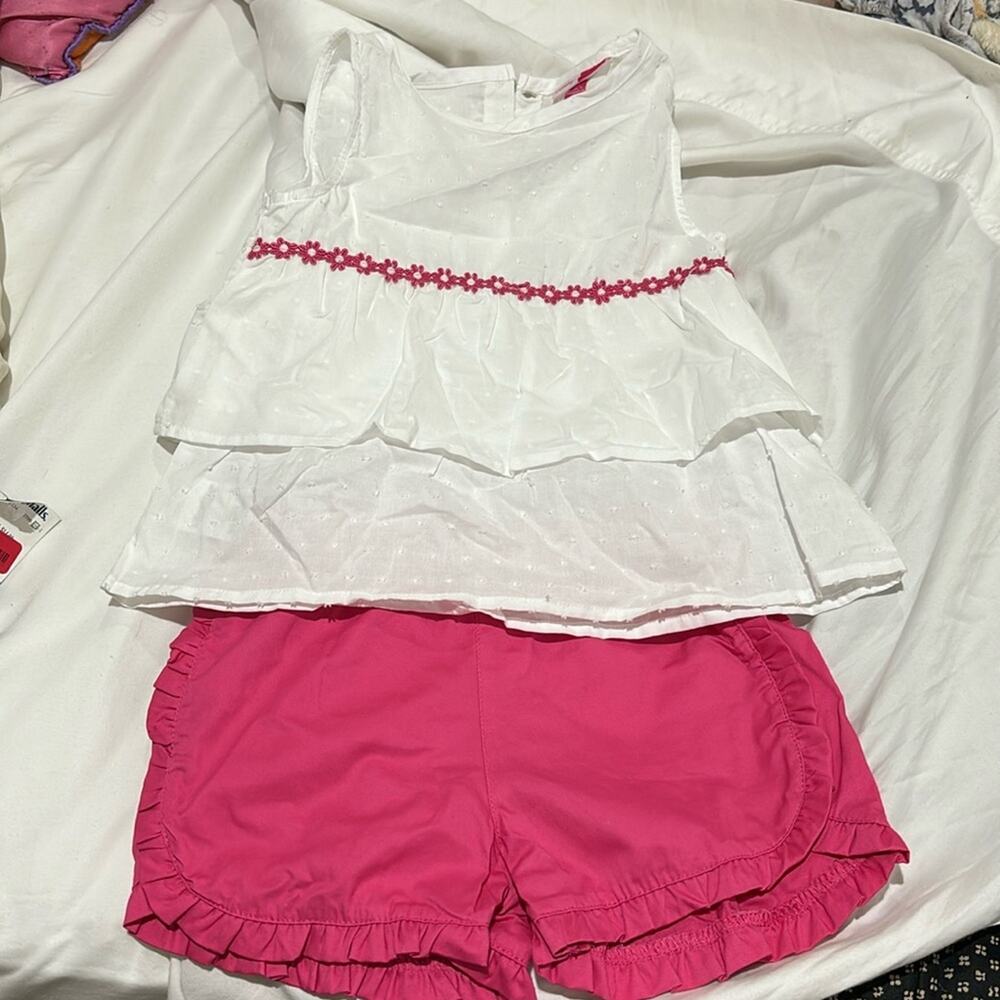 Penelope Mack 6x pink short white Eylette hot pink trim swim top nwot